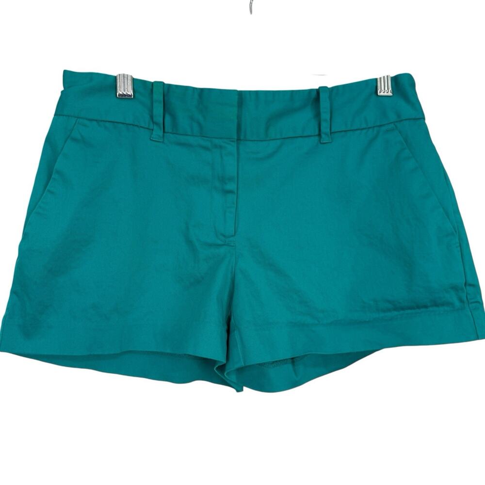 Metaphor Women Chino City Shorts size 6 Teal Green Stretch Cotton 3" Inseam